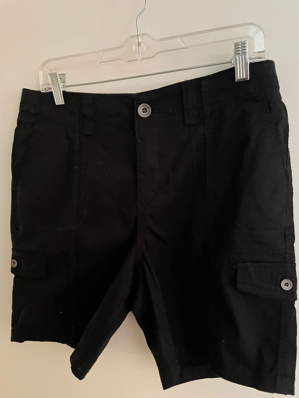 Style & Co. Women’s Deep Black Cargo Shorts with Buttoned Flap Pockets New